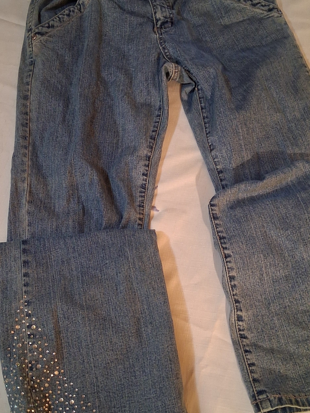 Women’s Blue Boot-Cut Jeans with Embellished Hem 6 260921